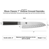 Shun Classic 7" Hollow Ground Santoku DM0718 Brand NEW Auth Dealer