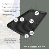 All American 1930 Side by Side Griddle/Grill combo designed for easy stovetopNew