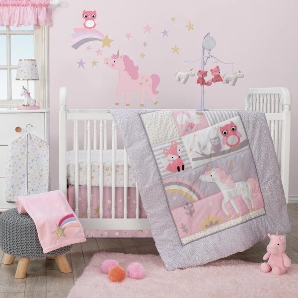 Bedtime Originals Rainbow Unicorn w Fox Nursery Crib Bedding CHOOSE 4 & 5 PC Set