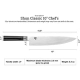 Shun Classic 10" Chef Knife DM0707 NEW