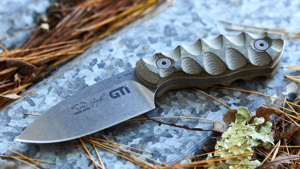 White River GTI 3 Black & O.D Linen Micarta Stonewashed Blade Survival Knife
