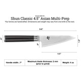 Shun Classic 4.5" Asian Multi–Prep DM0749 Brand NEW Auth Dealer Warranty