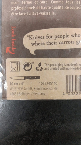 Wusthof Urban Farmer 4" Stainless Steel Paring Knife 1025245110 NEW