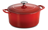 Tramontina Gourmet 5.5 Qt Enameled Cast-Iron Covered Round Dutch Oven Red