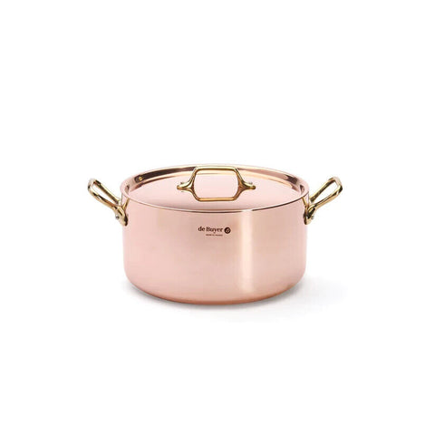 De Buyer 8" Inocuivre Service Copper Stew pan with Brass Handles 6447.20