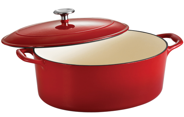 Tramontina Gourmet 7 Qt Enameled Cast-Iron Covered Oval Dutch Oven Gradated Red
