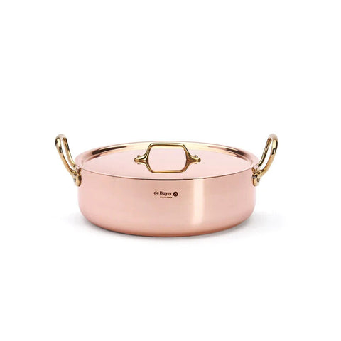De Buyer 9.5" Inocuivre Service Copper Round Saute pan with Brass Handles NEW