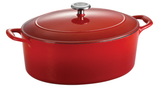 Tramontina Gourmet 7 Qt Enameled Cast-Iron Covered Oval Dutch Oven Gradated Red