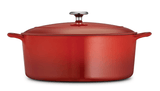 Tramontina Gourmet 7 Qt Enameled Cast-Iron Covered Oval Dutch Oven Gradated Red