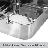 Chantal Large Stainless Steel Roaster w Nonstick Rack 15.5”x12.25”x4” SL60-38RKC