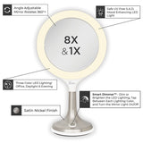 Zadro Mood Therapy UV-free LED Ring Light & 9.75" Round Vanity Mirror, 8X/1X