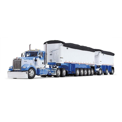 First Gear 1/64 Kenworth W900L w/ Michigan End Dump Trailers Wisteria/White NEW