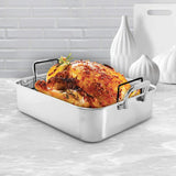 Chantal Large Stainless Steel Roaster w Nonstick Rack 15.5”x12.25”x4” SL60-38RKC