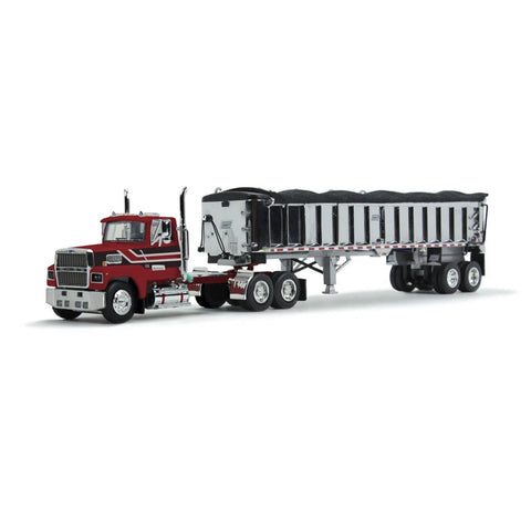 First Gear 1/64 Red/Black Ford LTL 9000 Day Cab & East End Dump Trailer NEW