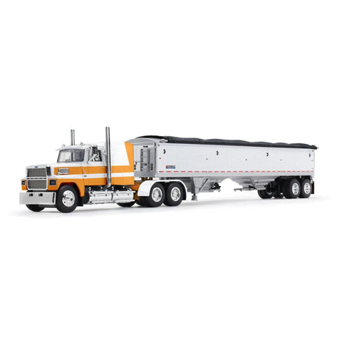 First Gear 1/64 Orange/White Ford LTL 9000 Sleeper & Grain Trailer 60-1798 NEW