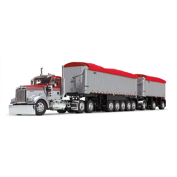 First Gear 1/64 Kenworth W900L w/East Michigan End Dump Trailers Red/Silver NEW