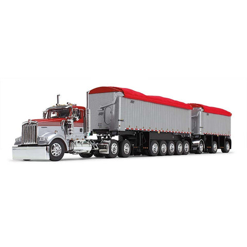 First Gear 1/64 Kenworth W900L w/East Michigan End Dump Trailers Red/Silver NEW