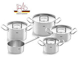 Fissler Pure-Profi Collection 9-Piece Cookware Set With Stainless Steel Lids