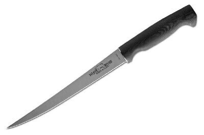 White River 6" Traditional Fillet Knife Steel Blade Black Canvas Micarta