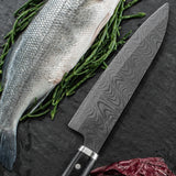 Kyocera Premier Elite 7" Ceramic Chef's Knife Etched HIP Blade with Wood Handle