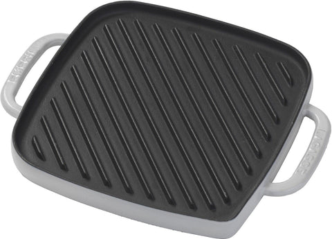 Emeril Lagasse Enameled Cast Iron Reverisble Grill Griddle with Press Grey
