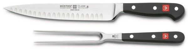 Wusthof CLASSIC 6" Straight Meat Fork & 8" Carving HE Knife Two Piece Set 9740-1